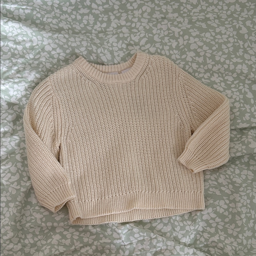 Zara Cream Knit Crew Neck Sweater